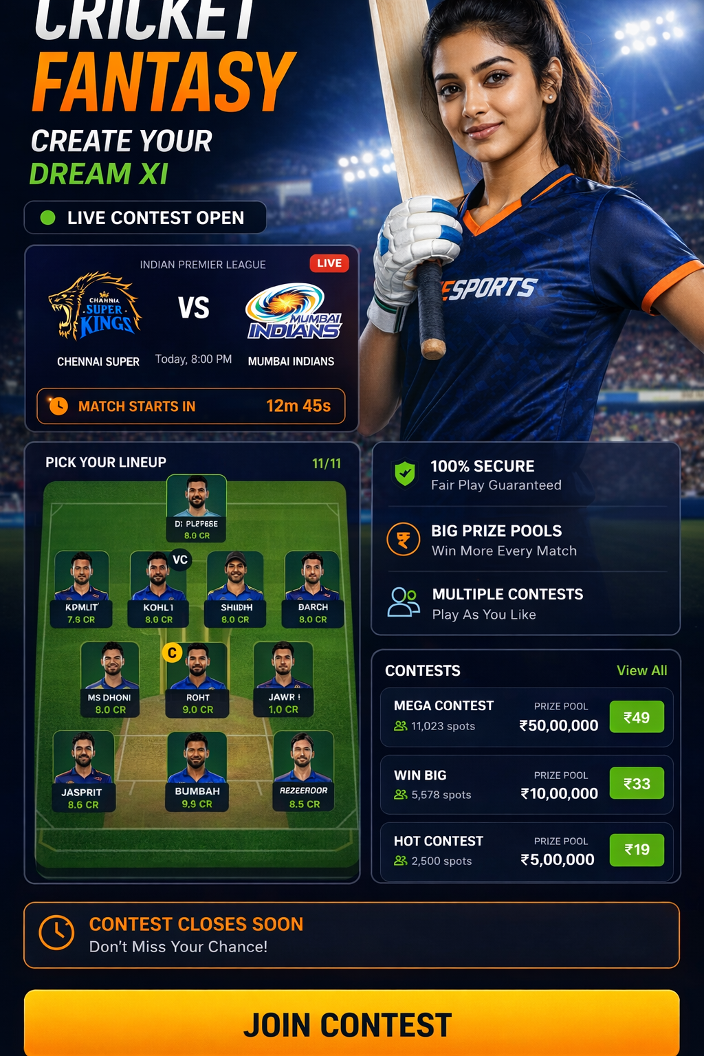 Come 247 11 cricket matchday visual