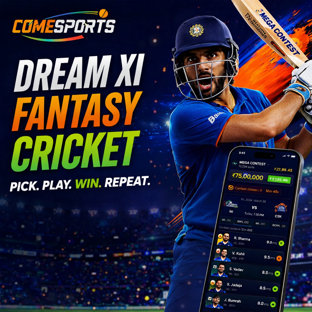 Come 247 11 Dream XI fantasy cricket ad visual